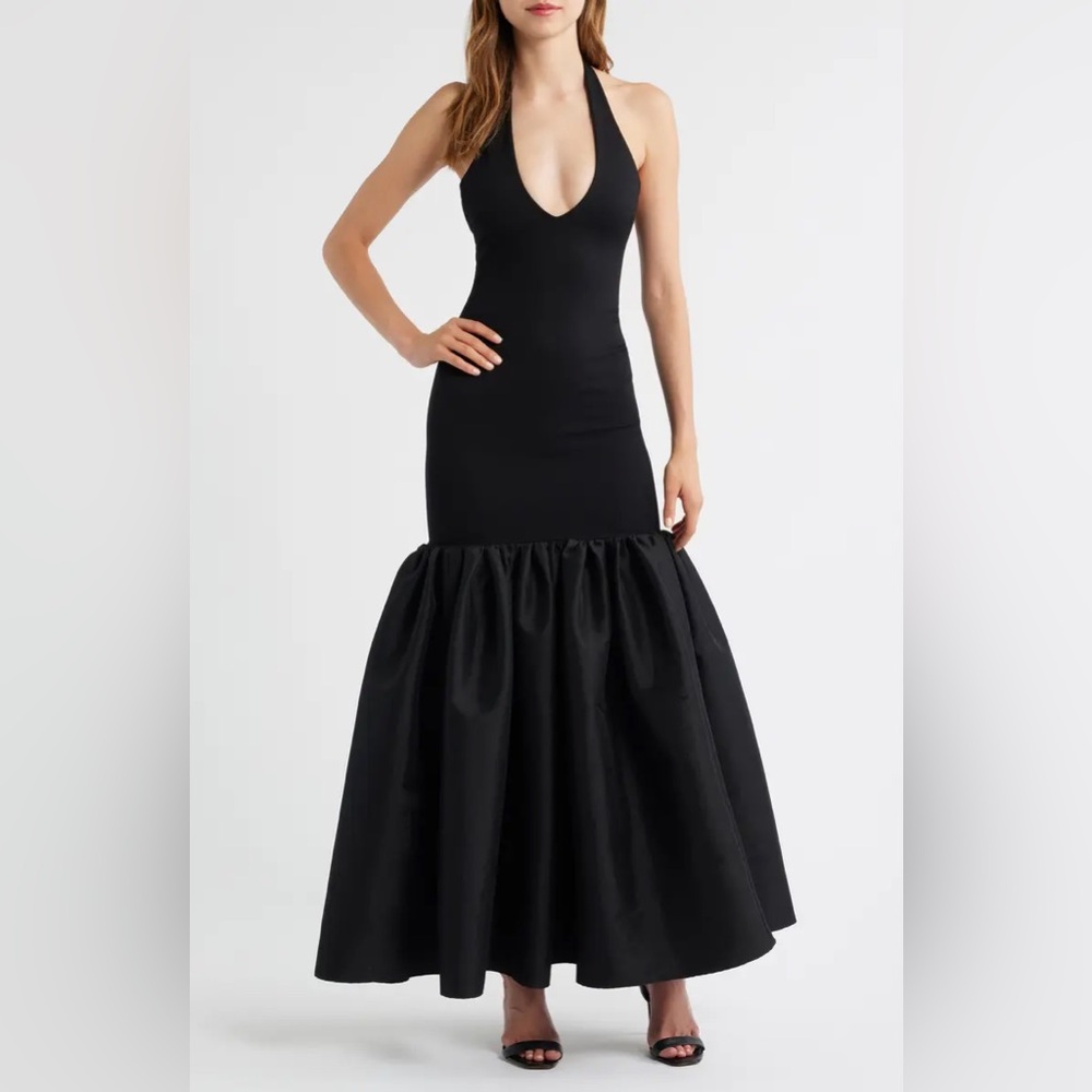 Black Halter Mermaid Maxi Dress